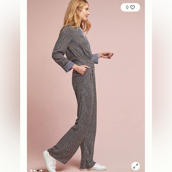 NWOT  Anthropologie Christine Silken Satin Jumpsuit US 14 - Picture 3 of 15